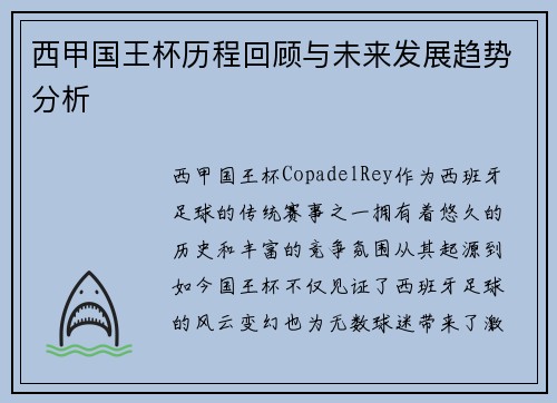 西甲国王杯历程回顾与未来发展趋势分析